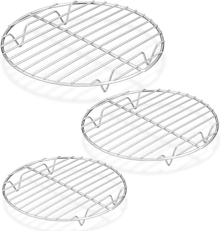 P&P CHEF 3-Piece Stainless Steel Round Cooking Rack Set for Baking, Co