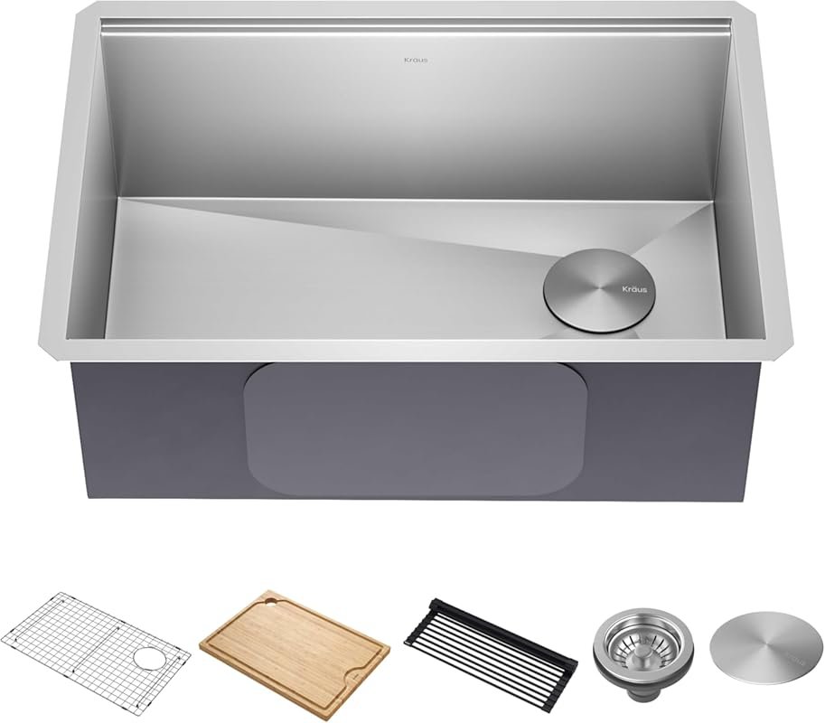 KRAUS Kore 27-Inch Undermount Workstation 16 Gauge Single Bowl Stainle