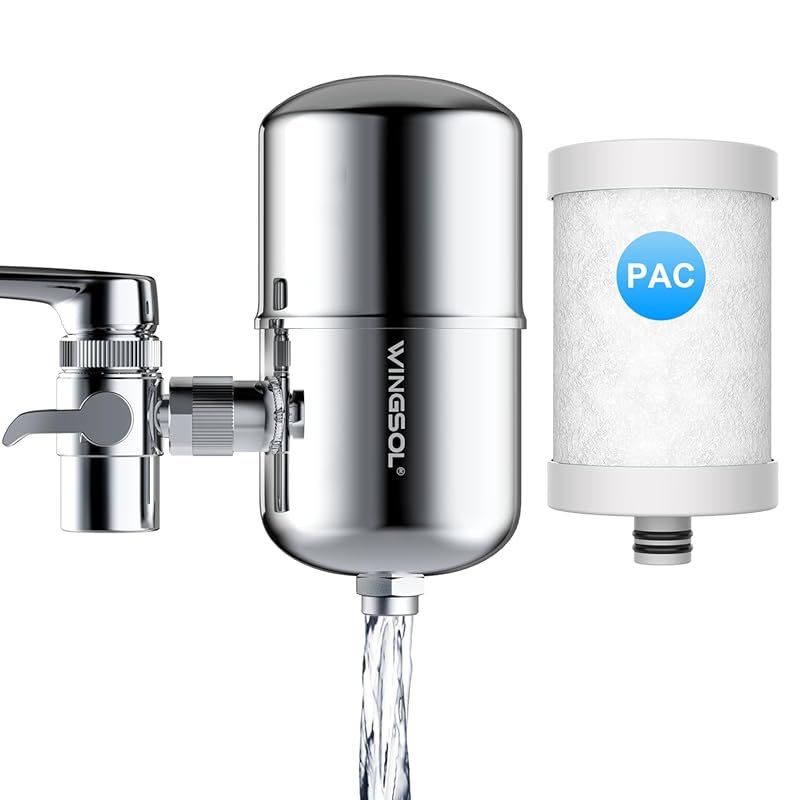 WINGSOL Stainless Steel Faucet Water Filter – NSF/ANSI 42&53, 360° Rot