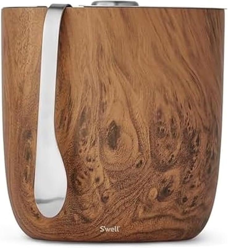 S’well Stainless Steel Ice Bucket 68oz Teakwood Pattern Triple-Layer V