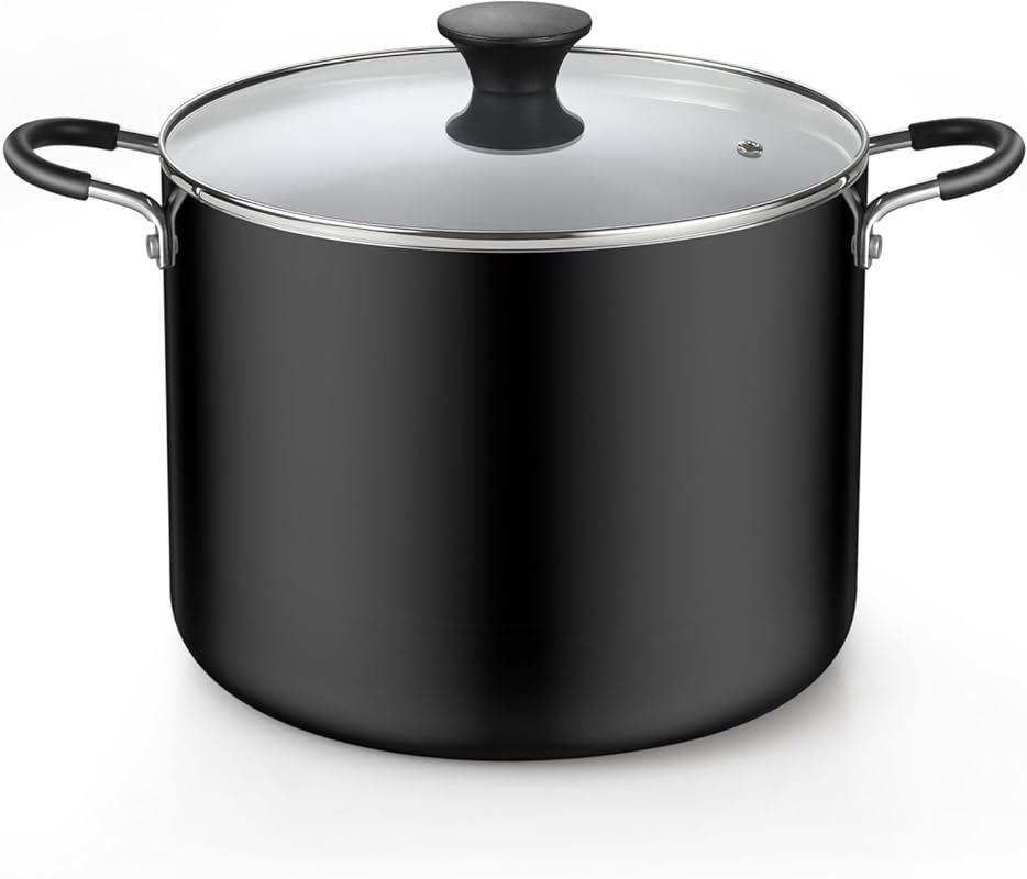 Cook N Home Professional 10.5 Quart Nonstick Stock Pot with Lid, Rivet