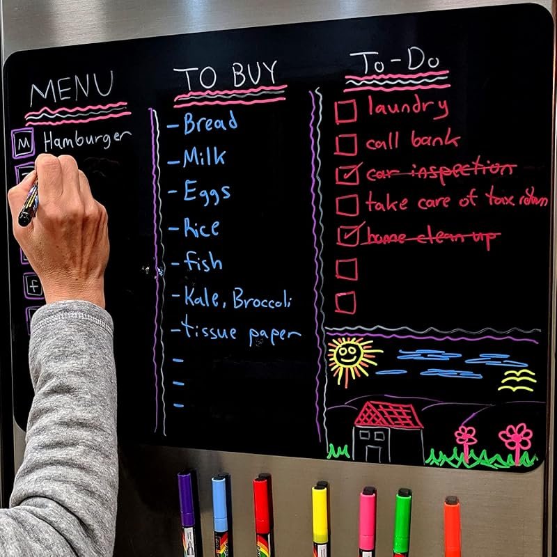 Premium Magnetic Wet/Dry-Erase Blackboard 17.5x13.5 Inch for Refrigera