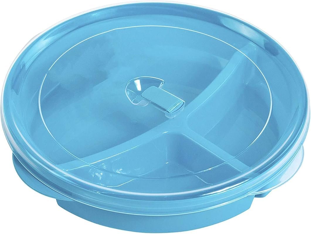 Microwave Food Storage Tray Containers - 3 Compartment Divided Plates 