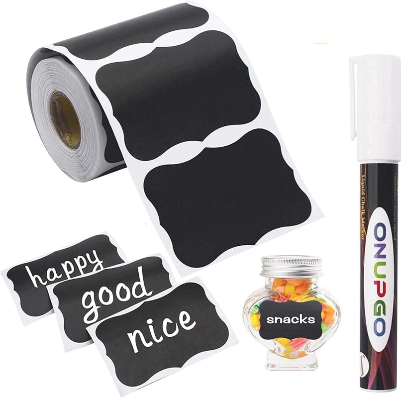 ONUPGO 180pcs Reusable Waterproof Chalkboard Labels with Marker for Ma