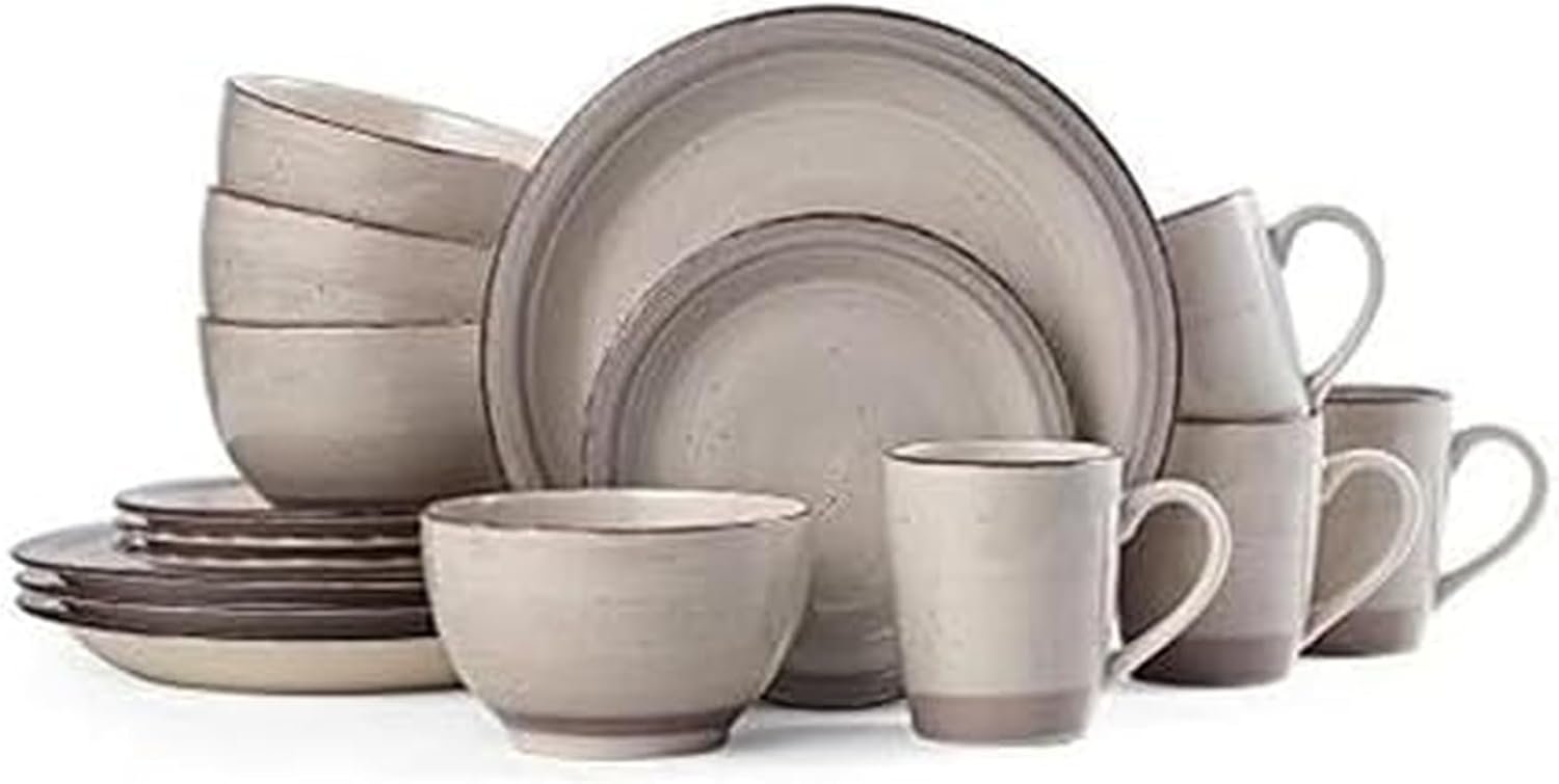 Pfaltzgraff Sadie 16-Piece Cream Stoneware Dinnerware Set for 4, Class