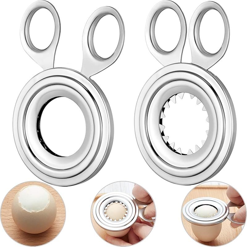 Boao 2-Piece Egg Topper Cutter Set: Stainless Steel Boiled Egg Cracker