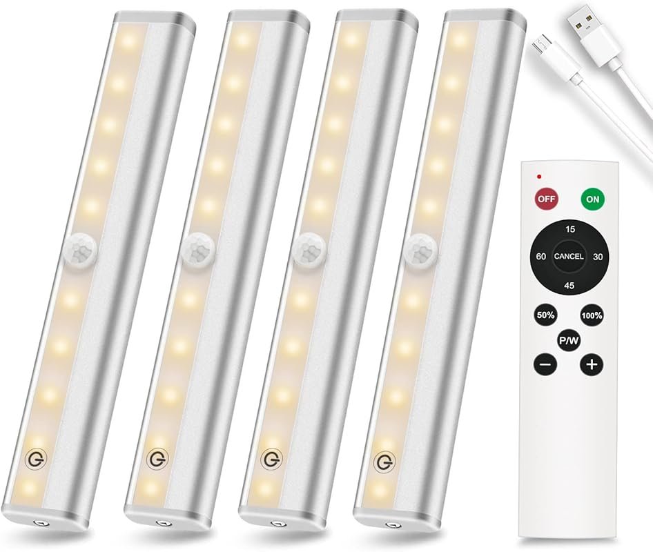 Diomart Wireless Rechargeable Under Cabinet Lights with Remote Control