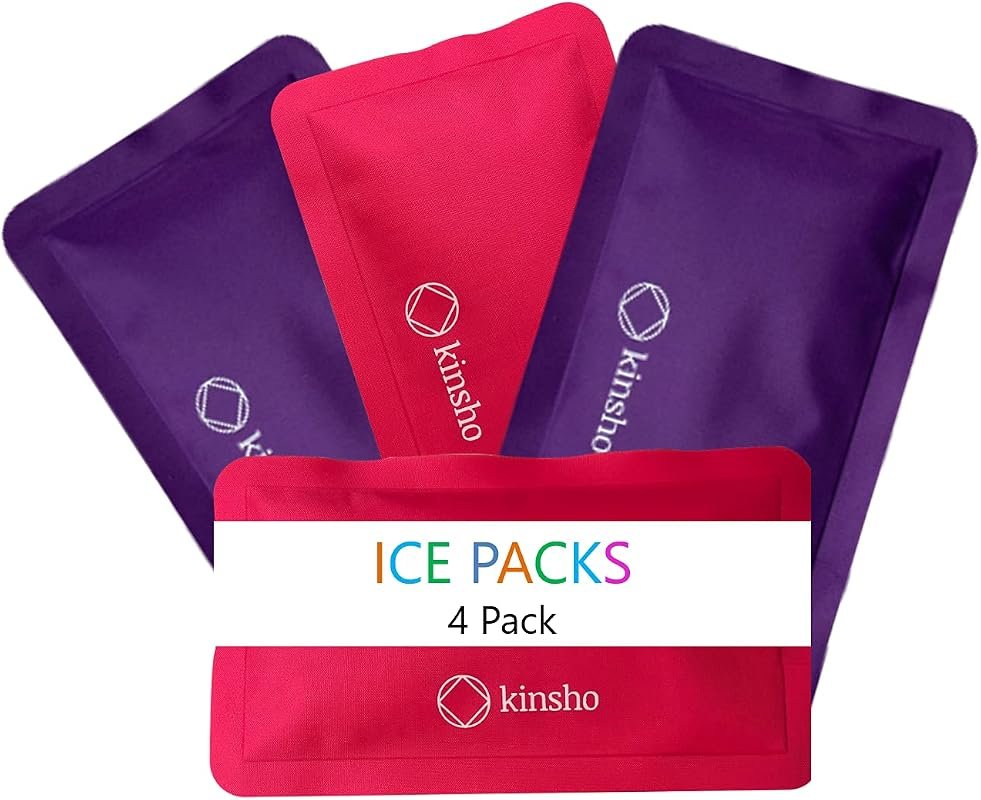 4 Pack Slim Reusable Soft Ice Packs for Lunch Boxes - Long-Lasting, Fl