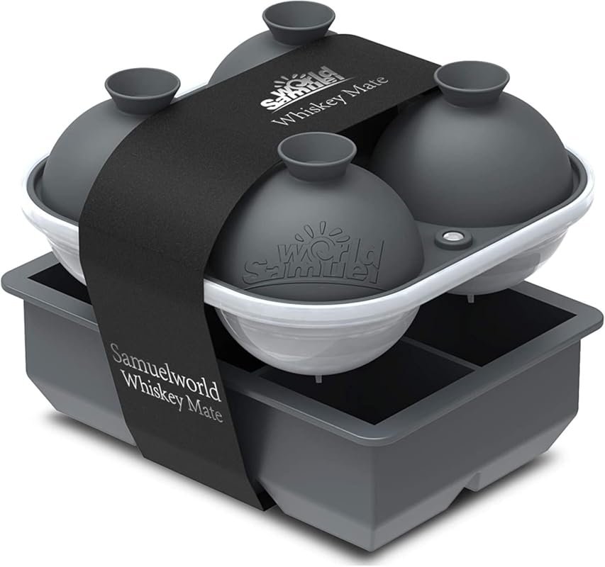 Samuelworld 2-Pack Silicone Ice Trays - 2-Inch Cubes & 2.5-Inch Sphere
