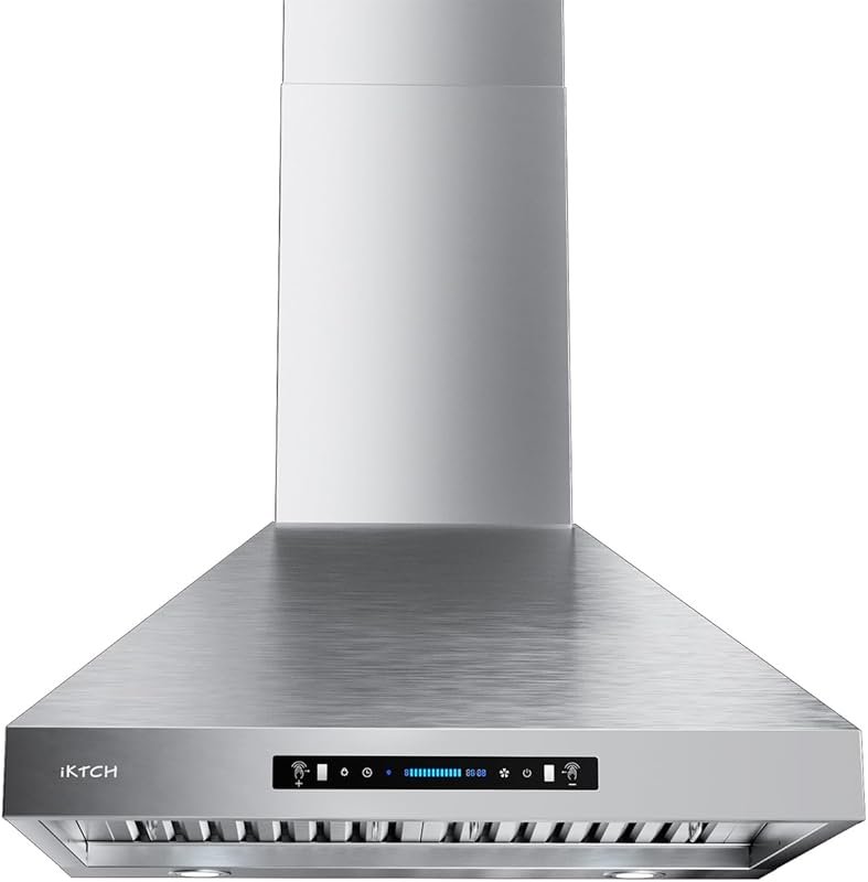 IKTCH 30-Inch Wall Mount Range Hood, 900 CFM, Ducted/Ductless, Gesture