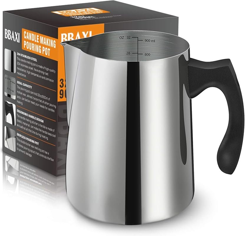 BBAXI Candle Making Pouring Pot, 32oz Double Boiler Wax Melting Pot