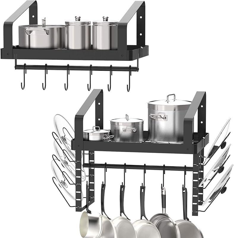 X-cosrack Pot Racks Wall Mounted Set of 2, with Towel Bar and Pots Pan
