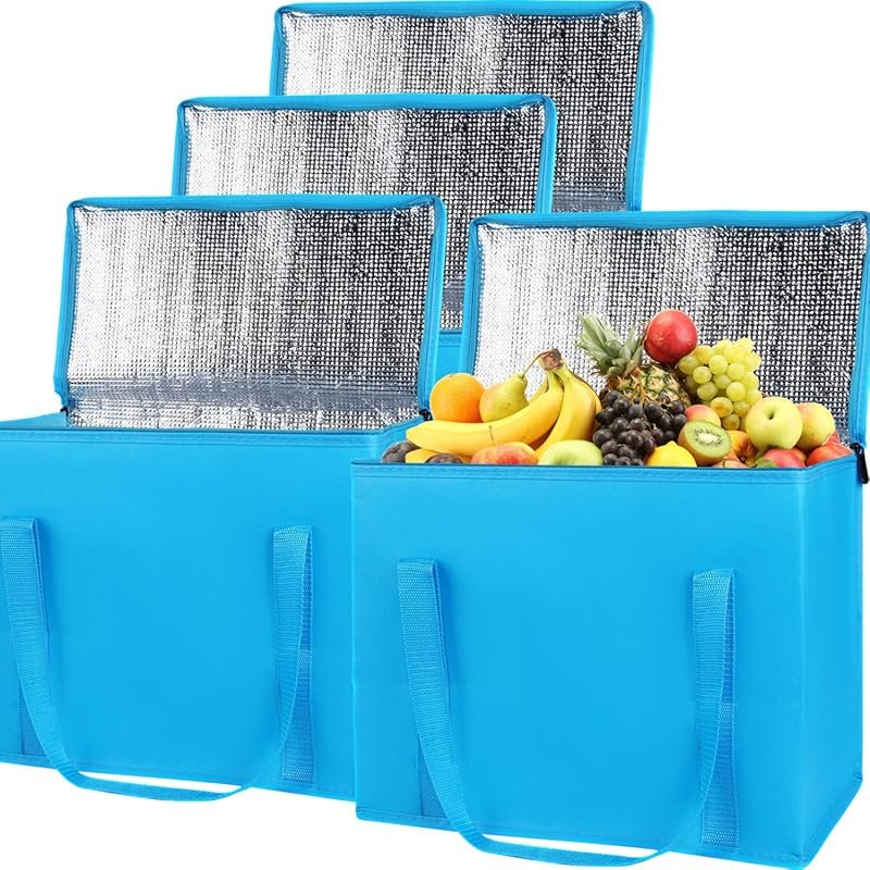 Bodaon 4-Pack Insulated Reusable Grocery Shopping Bag - X-Large Frozen