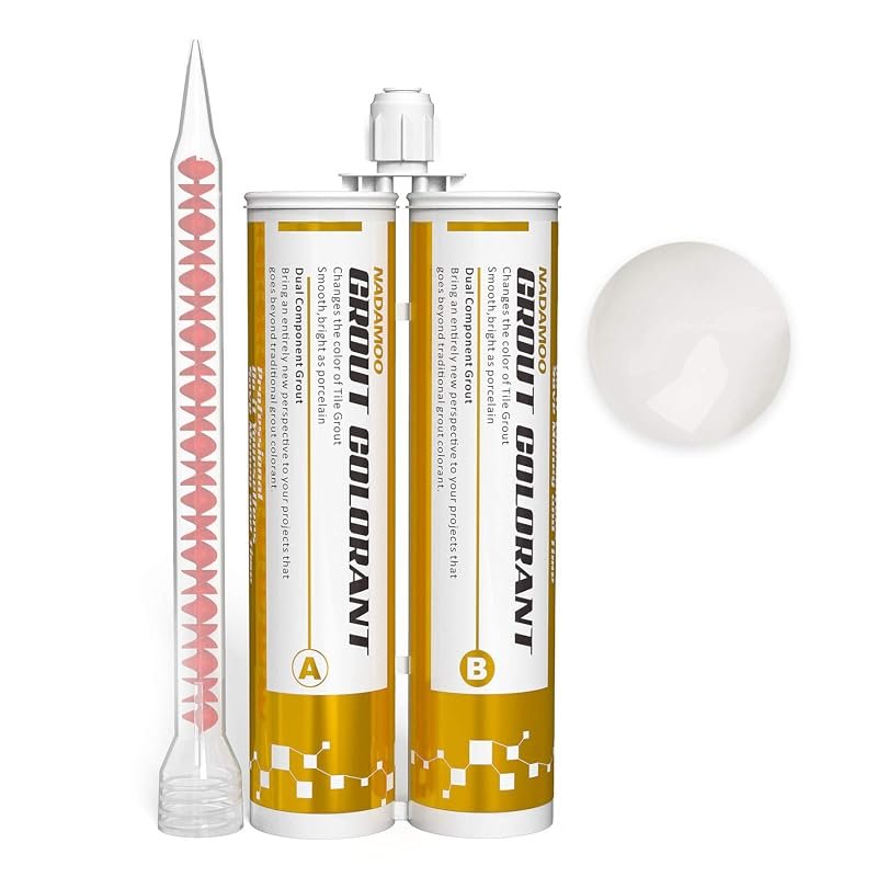 NADAMOO Epoxy Grout Bright Porcelain White, 19oz Dual Tubes Restore Sh