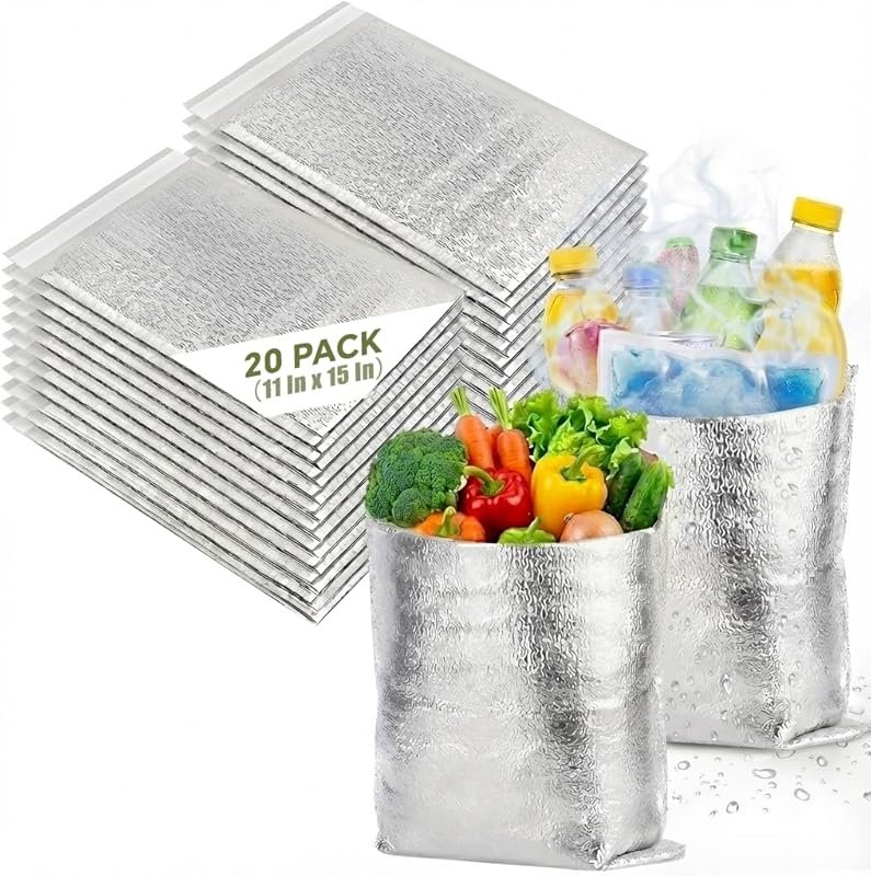 Smilco Reusable Insulation Bags 20 Pack Thermal Box Liners Metalized W