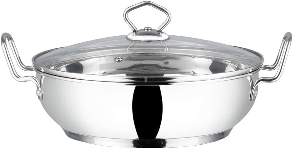 Vinod Stainless Steel Kadhai 24cm 3L with Tempered Glass Lid – Inducti