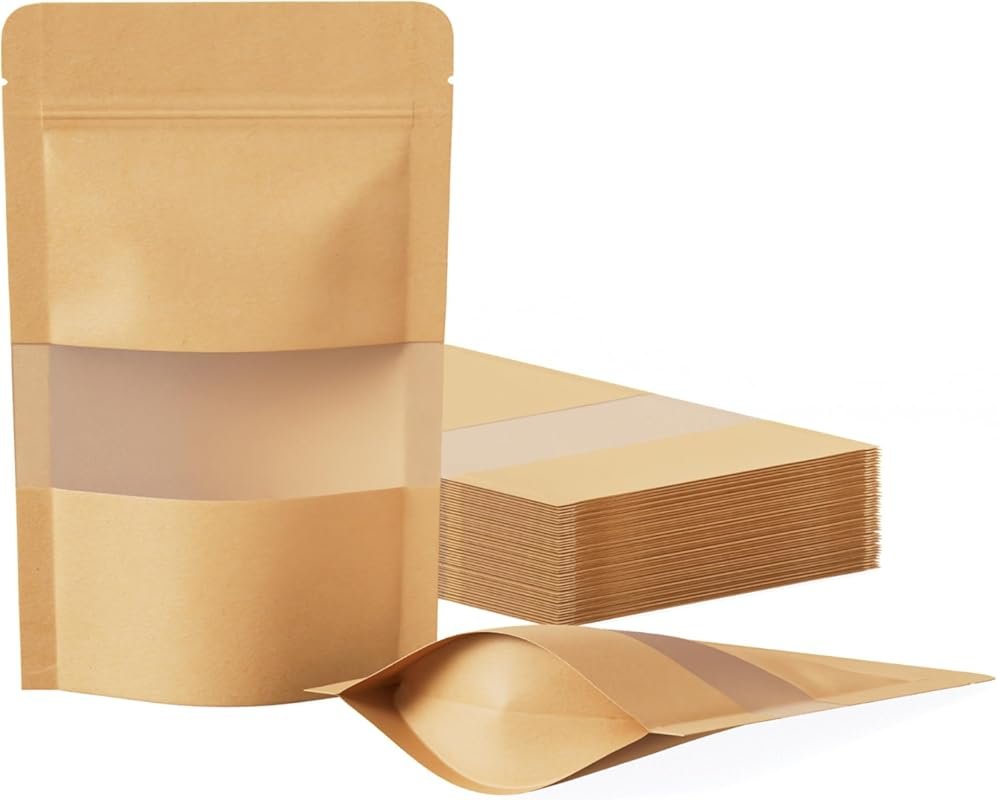 FireKylin 100 Pack Resealable Stand Up Pouches with Matte Window - 3.5