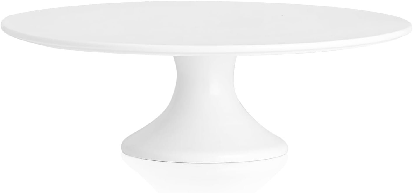 Kanwone 12-Inch Porcelain Round Cake Stand for Party - White Dessert P