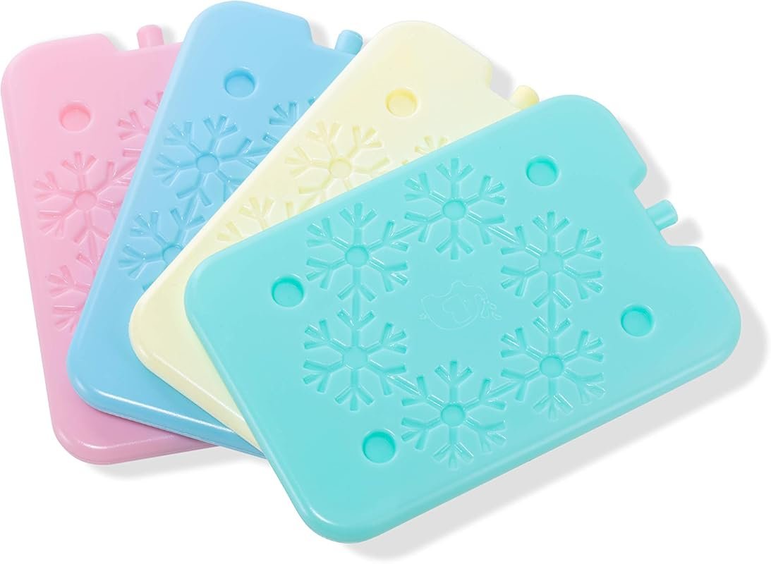 BLUE ELE 4-Pack Macaron Ice Packs for Lunch Box - Reusable BPA Free Fu