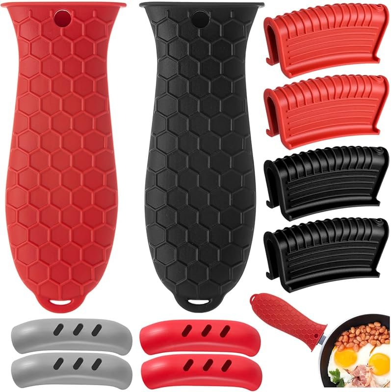 10-Pack Cast Iron Handle Covers – Silicone Pot Holders Heat Resistant
