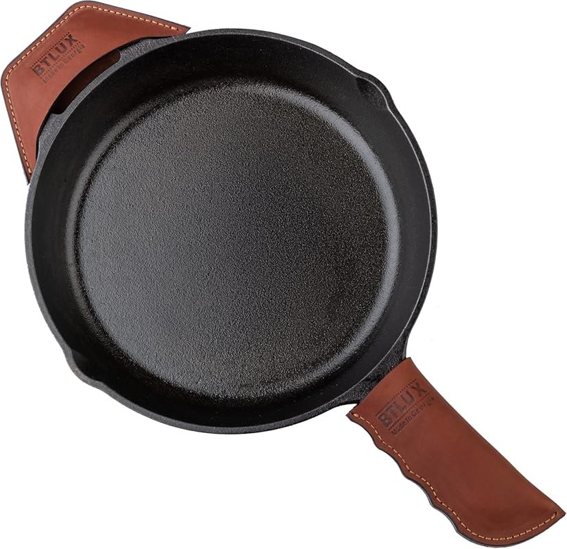 Set of 2 Full Grain Leather Cast Iron Handle Covers – Heat Resistant H