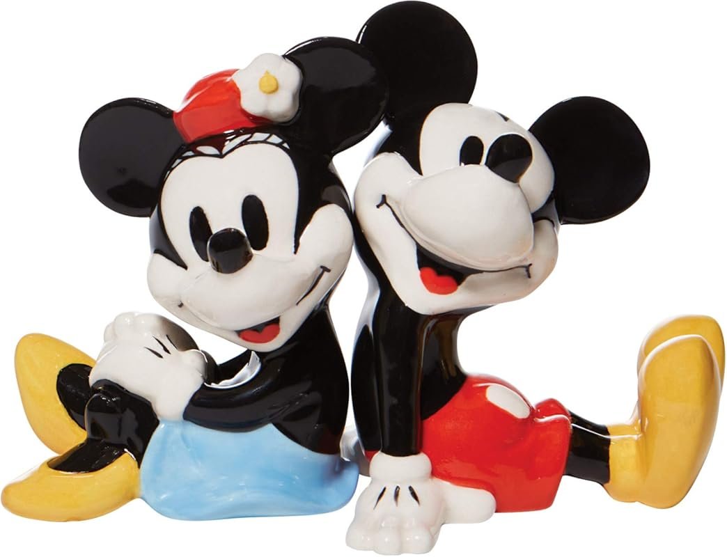 Enesco Disney Ceramics Mickey and Minnie Mouse Sitting Salt and Pepper