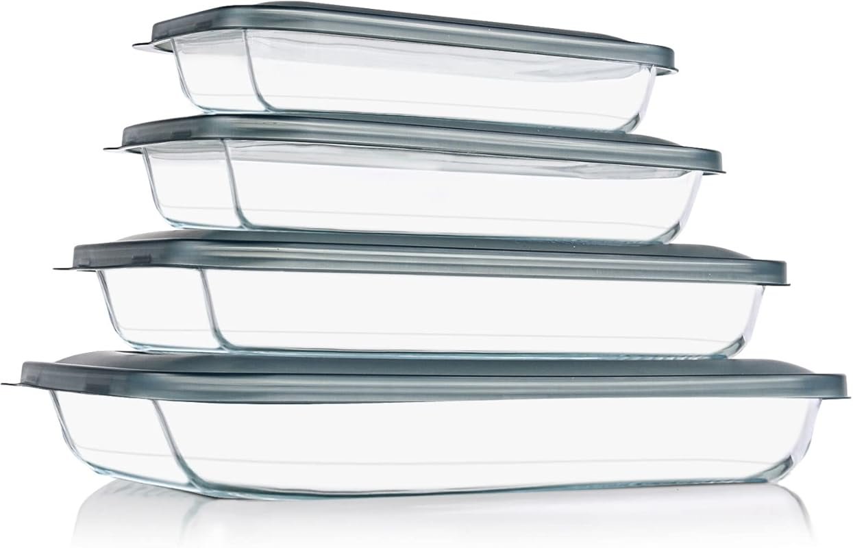 KOMUEE 8 Pieces Glass Baking Dish with Lids