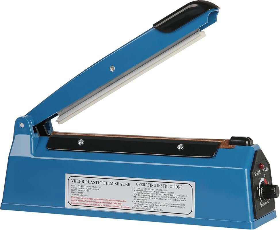 8 Inch Impulse Heat Sealer Manual Poly Machine for PE PP Bags with Ext