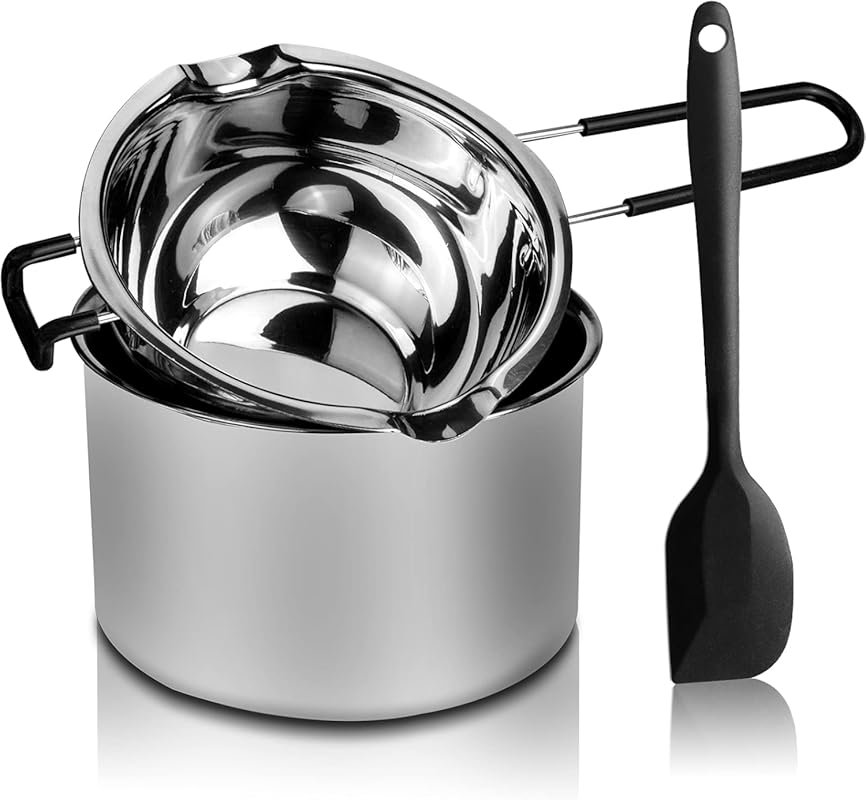 Double Boiler Pot Set, Stainless Steel Melting Pot with Silicone Spatula