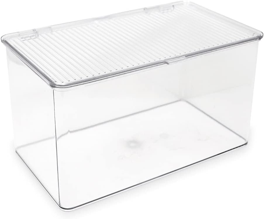 Isaac Jacobs Large Stackable Organizer Bin with Hinged Lid