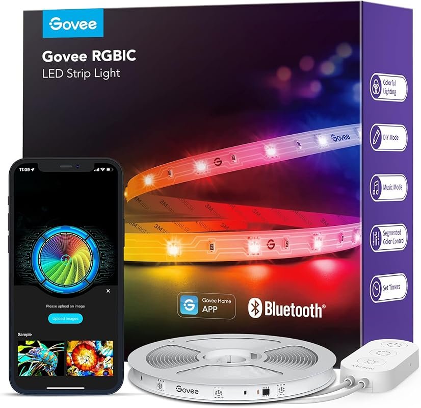 Govee RGBIC 16.4ft Smart LED Strip Lights, Bluetooth App Control, DIY 