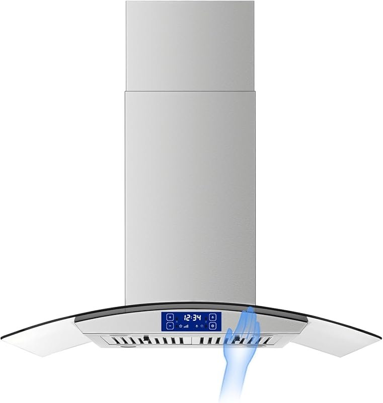 JOEAONZ 36 Inch Island Range Hood 700 CFM, Gesture & Touch Control, St