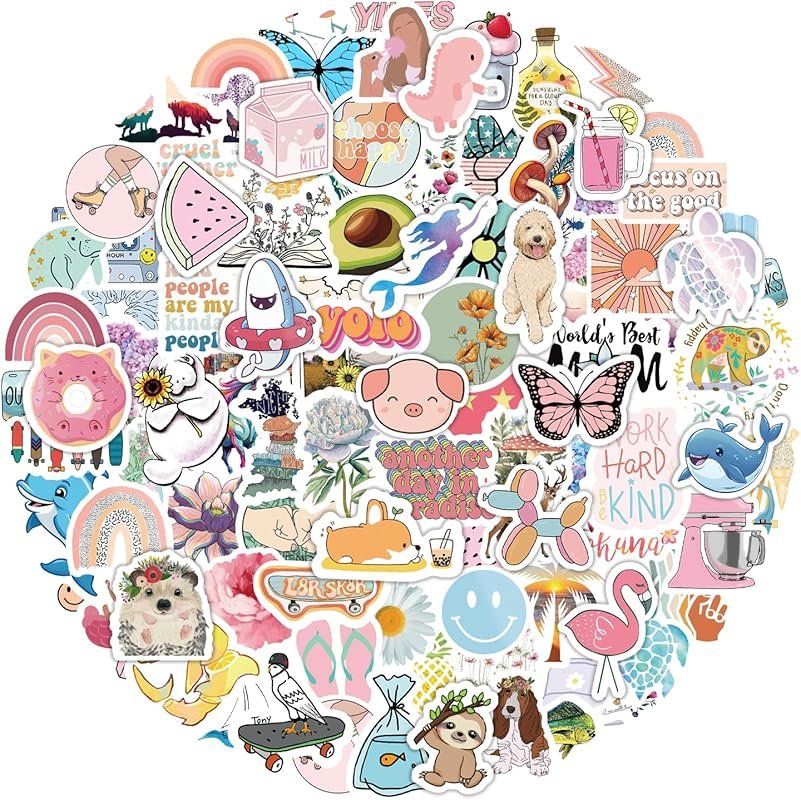 200Pcs Cute Waterproof Vinyl Water Bottle Stickers for Kids Teens Girls