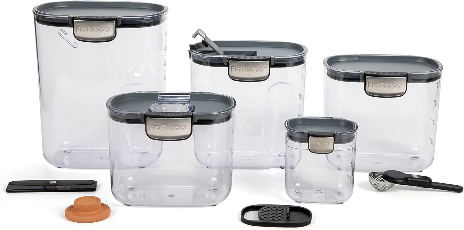 ProKeeper+ Airtight Food Storage Container Set 9-Piece Clear Plastic F