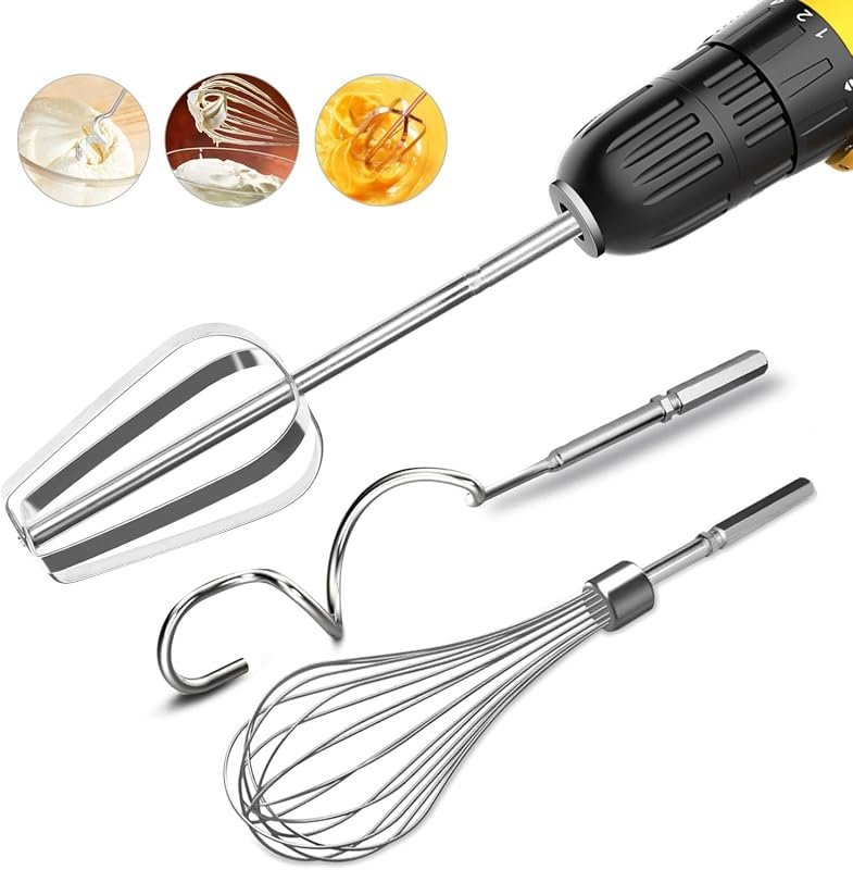 homicozy 3-Piece Stainless Steel Hand Mixer Attachment Set Whisk Dough