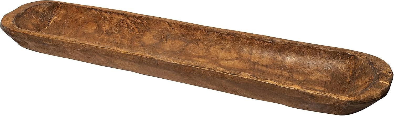 MAINEVENT 30-Inch Decorative Wooden Dough Bowl - Hand Carved Rustic Lo