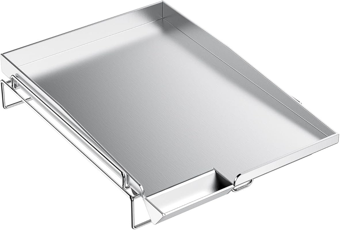 Skyflame Universal Stainless Steel Griddle, Flat Top Gas Grill Pan wit