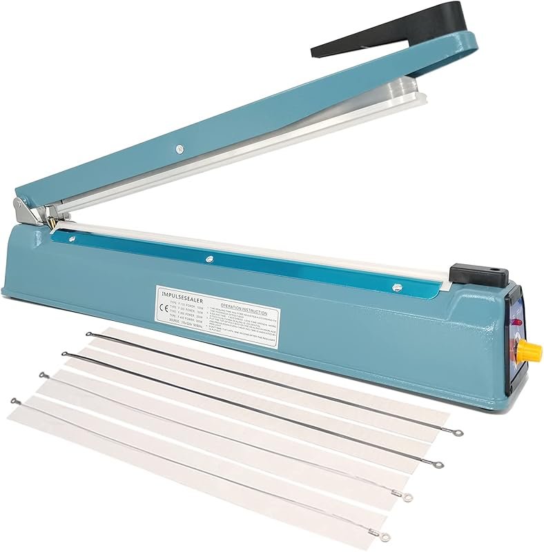 16 Inch Manual Impulse Heat Sealer for Plastic Bags - 4 Repair Kits &