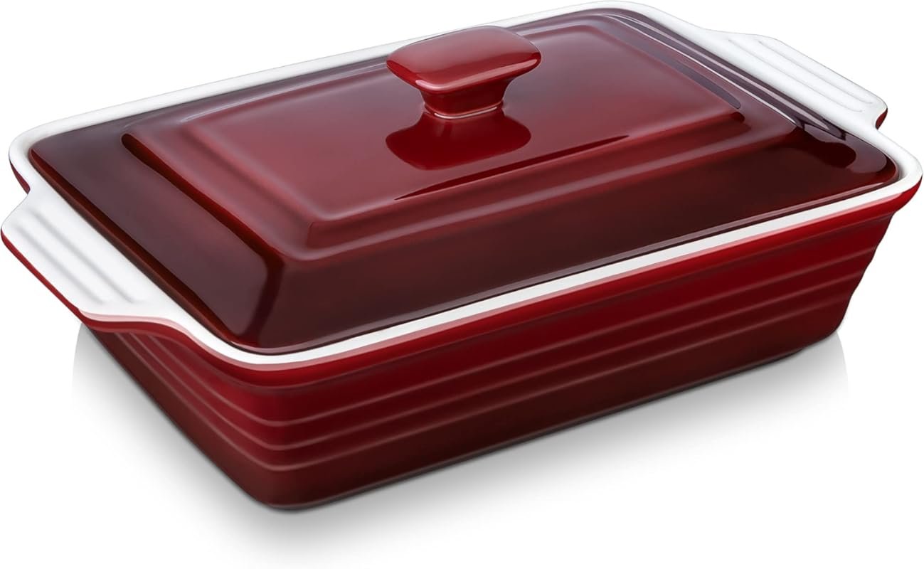 LOVECASA 4.5 Quart Ceramic Casserole Dish with Lid