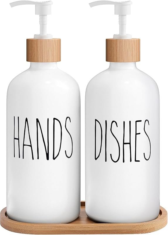 MOMEEMO White Soap Dispenser Set with Hand and Dish Soap Dispensers, S