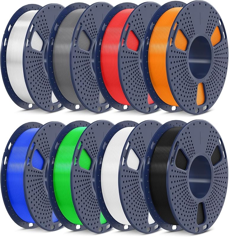 SUNLU 250g PLA Filament 1.75mm Bundle 8 Multicolor Rolls Black White G