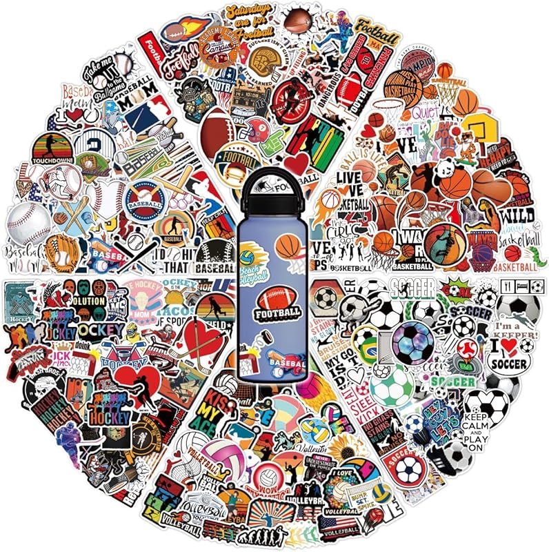 300Pcs Cool Vinyl Mixed Sports Stickers Bulk
