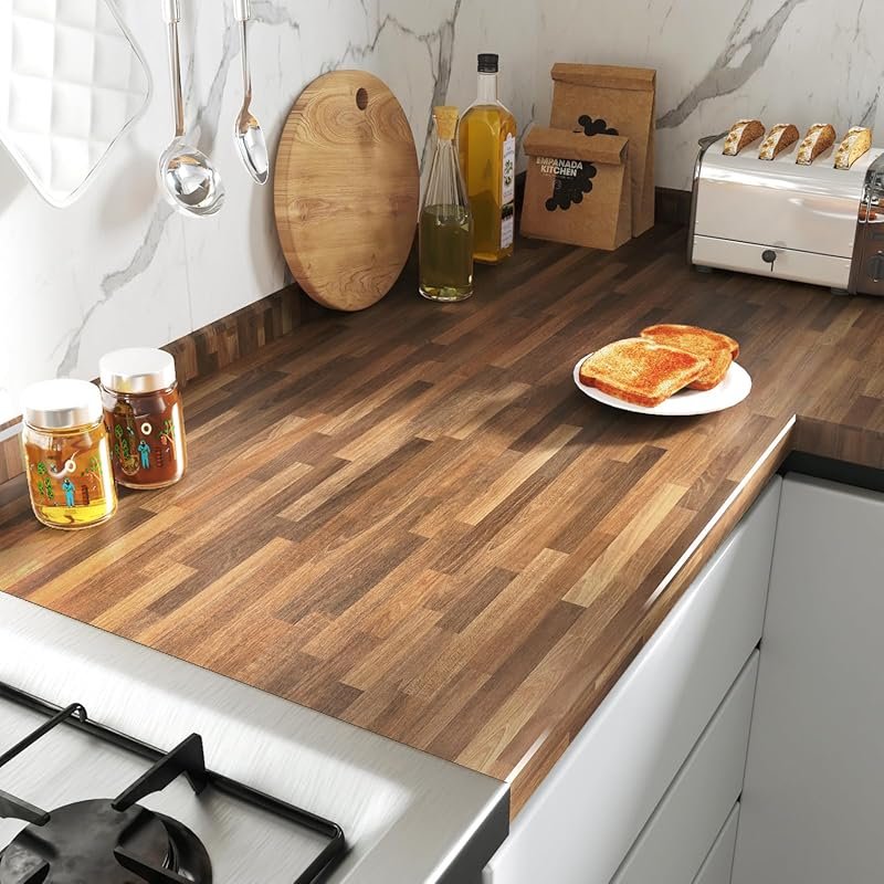 FunStick Thick Butcher Block Contact Paper 12x200 Inch, Waterproof Sel