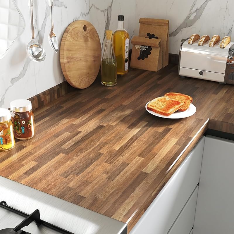 FunStick 24x200 Inch Butcher Block Countertop Contact Paper, Waterproo
