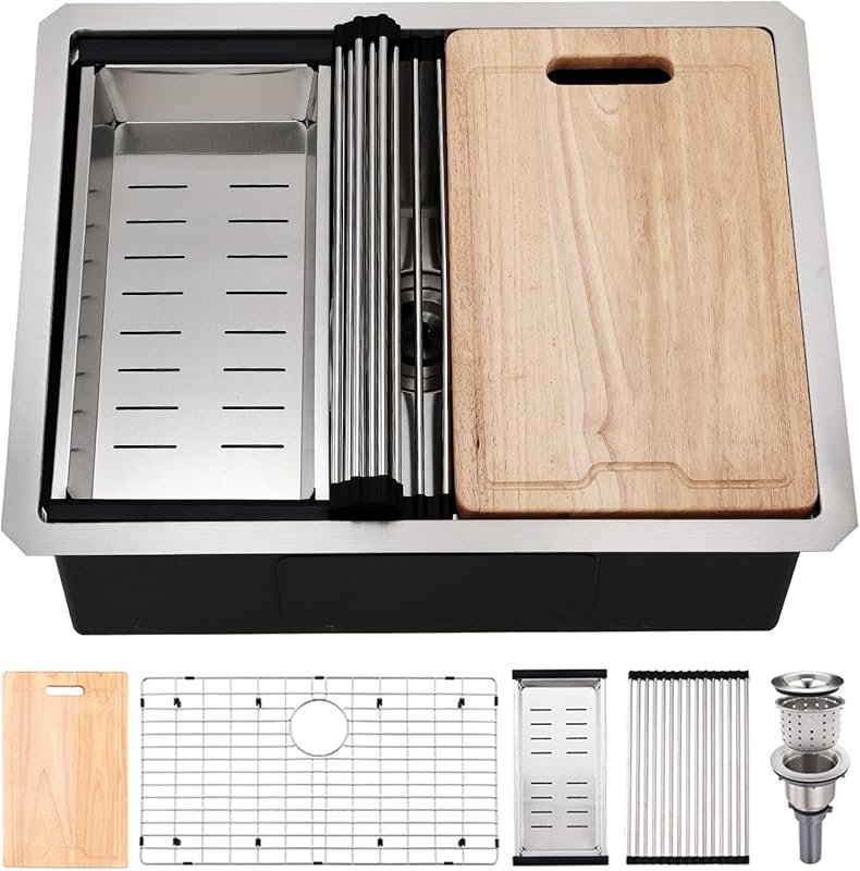 BoomHoze 24x19 Inch Undermount Kitchen Sink 16 Gauge Stainless Steel W