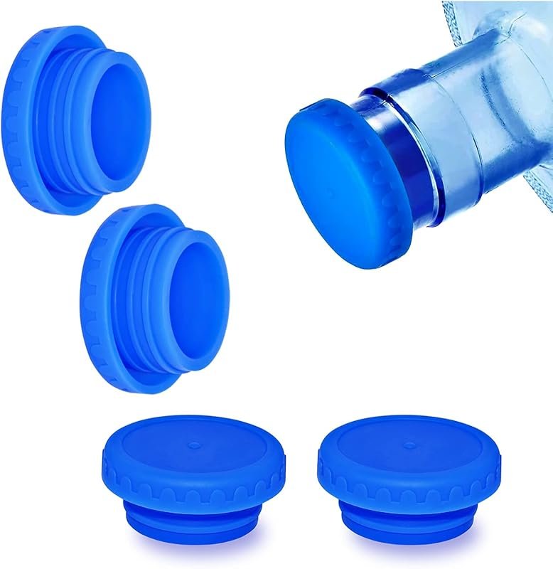 Water Jug Caps 4-Pack Reusable Silicone No Spill Top Lid Cover for 5 G