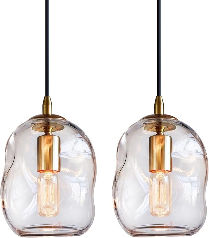CASAMOTION 2-Pack Modern Contemporary Clear Glass Globe Pendant Lights