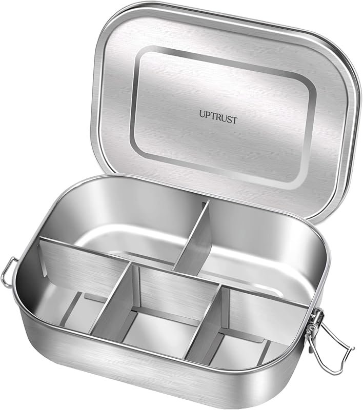 UPTRUST Stainless Steel Bento Lunch Box Container 5-Compartment Large 