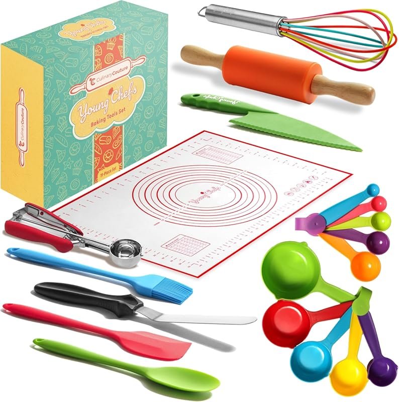Young Chefs Kids Cooking Sets Real 19-Piece Baking Set Ages 8-12, Perf