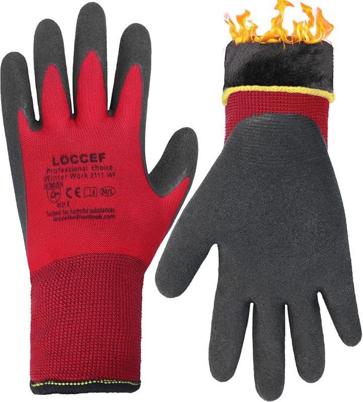LOCCEF 2 Pairs Winter Work Gloves - Thermal Insulated Freezer Gloves w